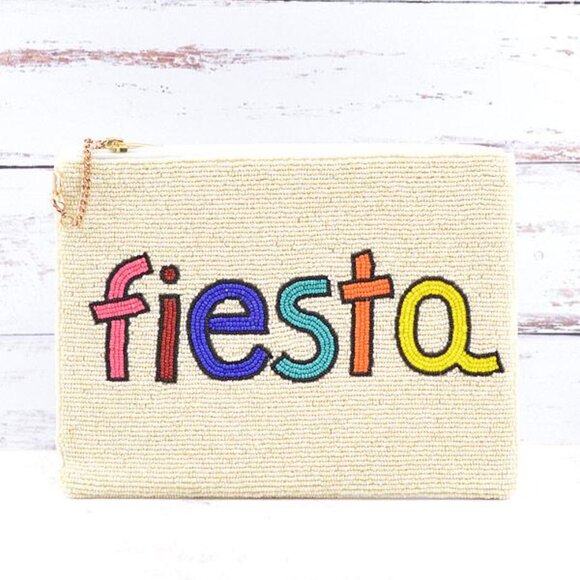 Seed Beaded Fiesta Clutch Crossbody Handbag Cabo Festival Mexican Vaca Bag NEW - Picture 1 of 2